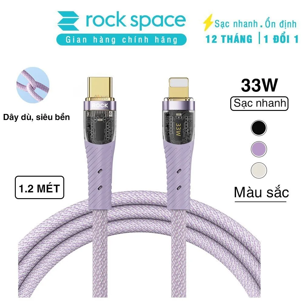 Ảnh Dây sạc iphone PD 33W Chính hãng Rockspace Z21 chuẩn sạc nhanh không nóng máy bảo hành 1 năm 1 đổi 1 2