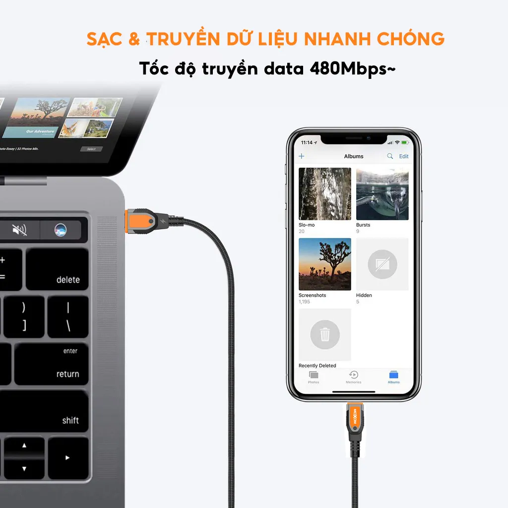 Ảnh Dây sạc nhanh 20w TypeC to L chuyên dùng cho xsmax 11 12 13 14 promax siêu bền bỉ MOXOM CB89 dài 1m 4
