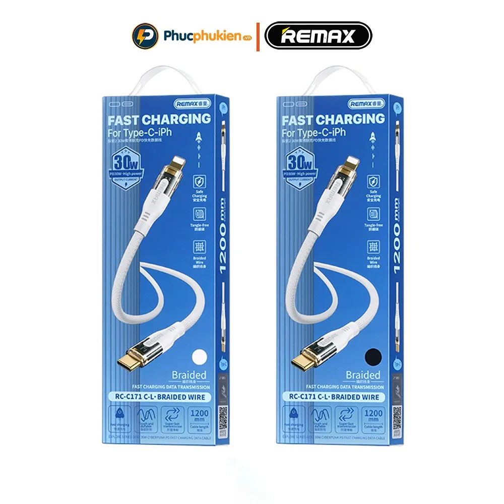 Ảnh Dây sạc nhanh 30w Type C to L Remax C171 cho 14 Pro max trở xuống - Phúc Phụ Kiện Bảo hành 12 tháng 3