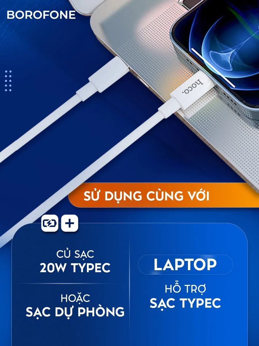 Ảnh Dây sạc nhanh Hoco X56 H-UPF01-GR bọc nylon bện,hỗ trợ dòng sạc 3.0A, PD 20W, dài 1M cho iphone ipad 1