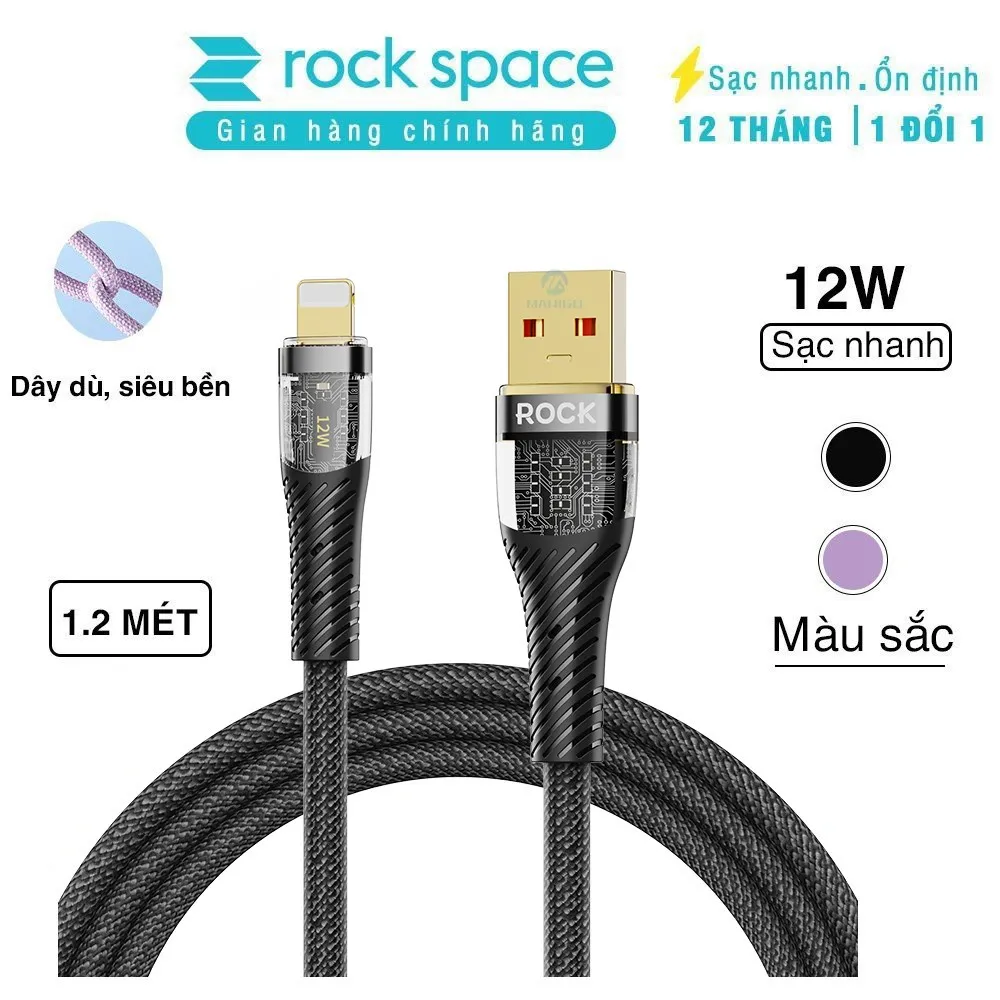 Ảnh Dây Sạc nhanh ip Rockspace Z21 chuẩn sạc nhanh dây dù dài 1m siêu bền-Hàng bảo hành 12 tháng 1