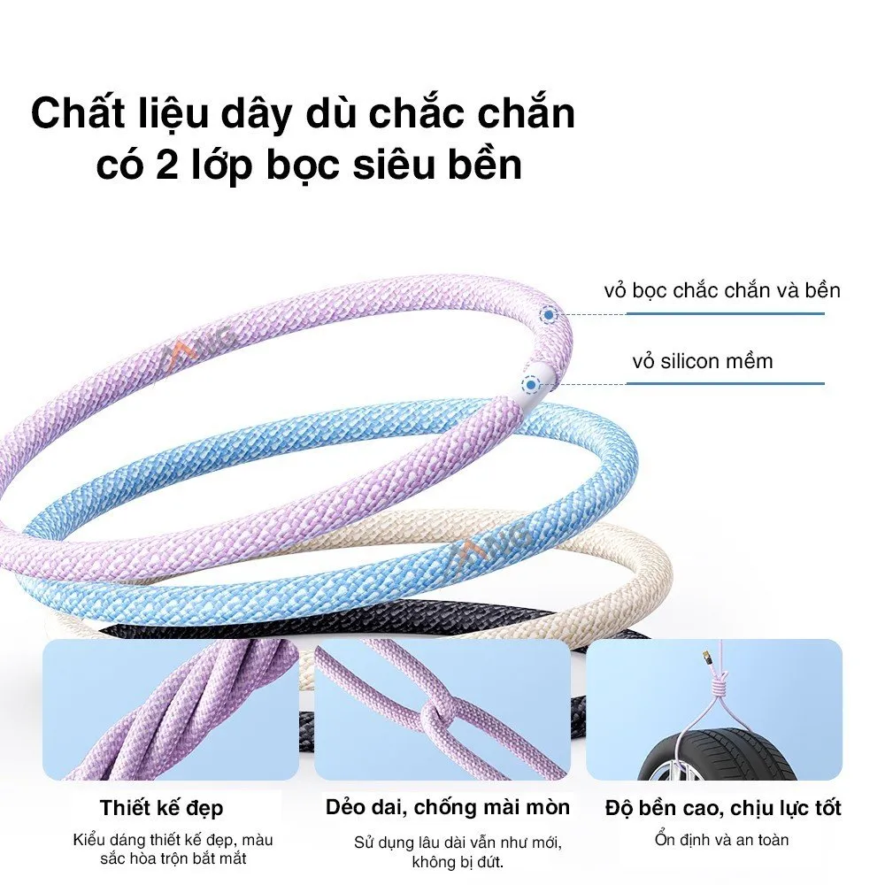 Ảnh Dây Sạc nhanh ip Rockspace Z21 chuẩn sạc nhanh dây dù dài 1m siêu bền-Hàng bảo hành 12 tháng 4