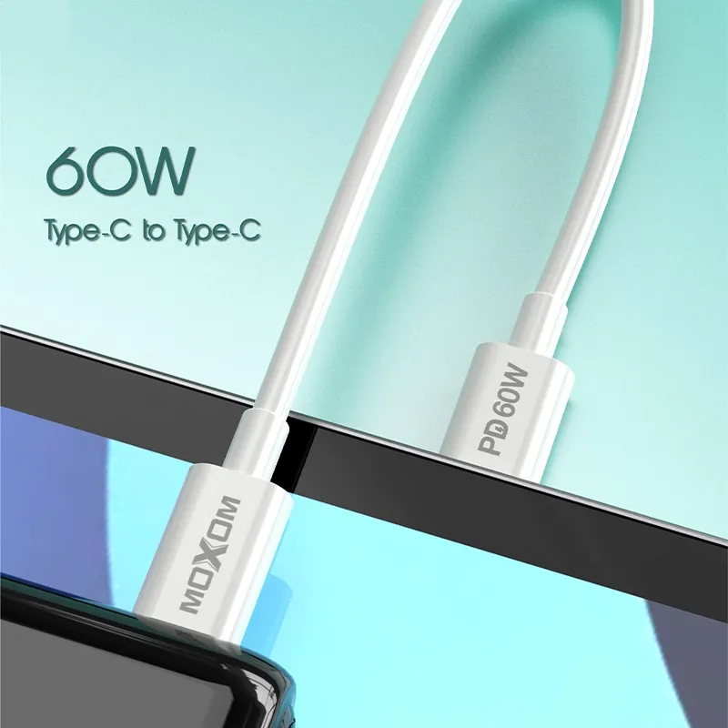Ảnh Dây sạc nhanh Type-C to Type-C PD 60W MOXOM Original cho Samsung, Oppo, Xiaomi ,Redmi, dài 1m 4