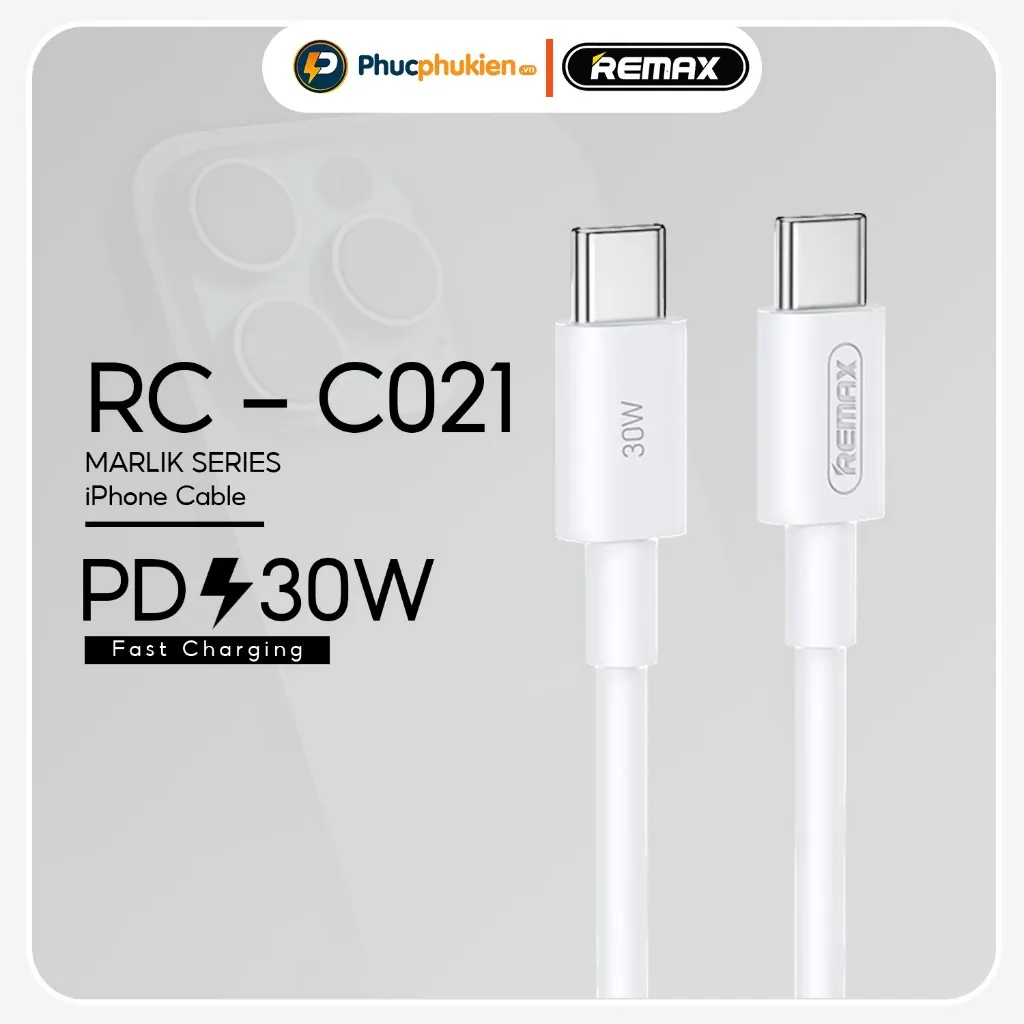 Ảnh Dây sạc type c to type c Remax C021 dài 2m sạc nhanh 30w chuẩn PD cho 15 16 series - Phúc Phụ Kiện 1