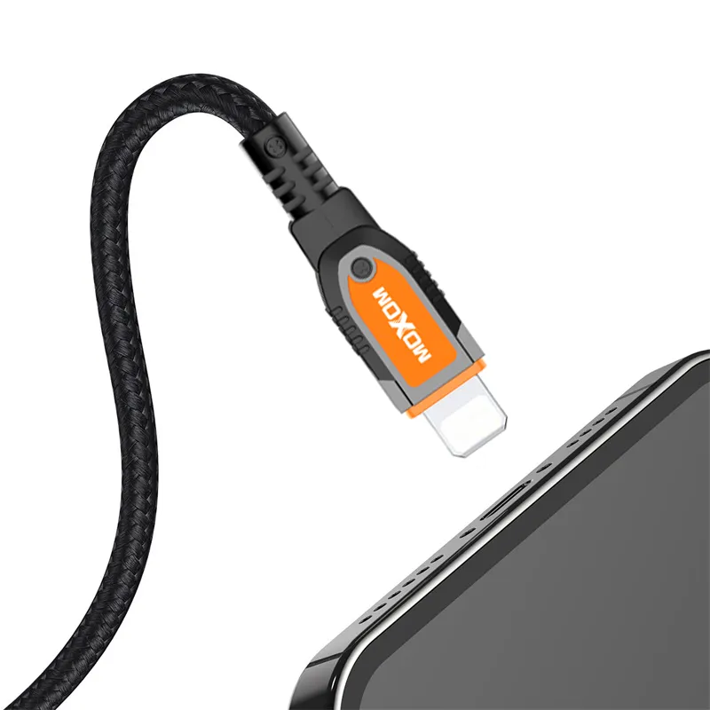 Ảnh Dây sạc usb to Lighting MOXOM sạc nhanh QC 3A bọc dù dành cho x xsmax 11 12 13 14 pro max 3