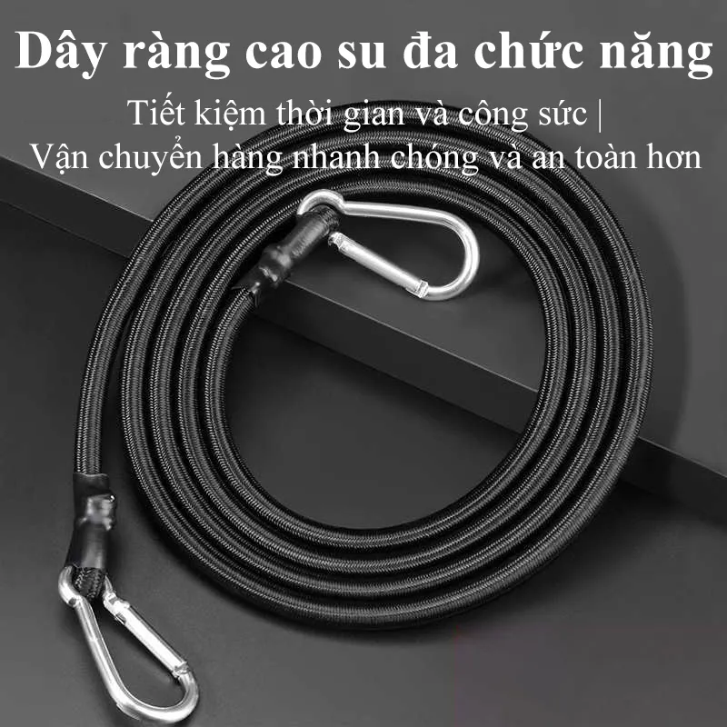 Ảnh Dây thun ràng xe máy MYT Dây đai tròn móc thép đàn hồi buộc hành lý hàng hóa tăng chỉnh 1m 2m 3m 4m 1