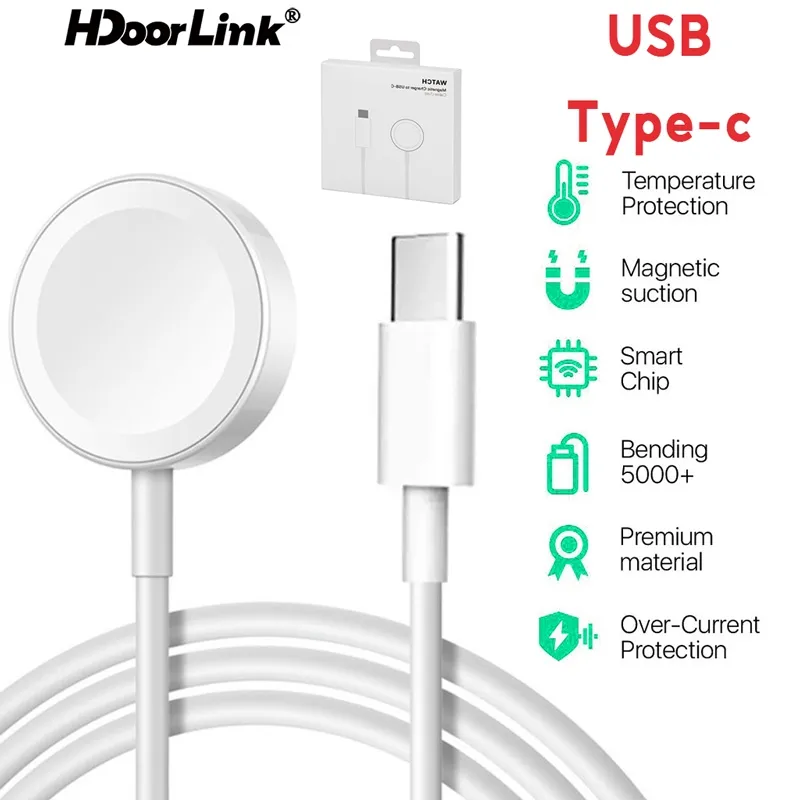 Ảnh Đế Sạc HdoorLink 3 Trong 1 Cho Đồng Hồ 7 SE 6 5 4 3 2 Series USB A / Type-C Dây Sạc Cáp Sạc Từ Tính 1