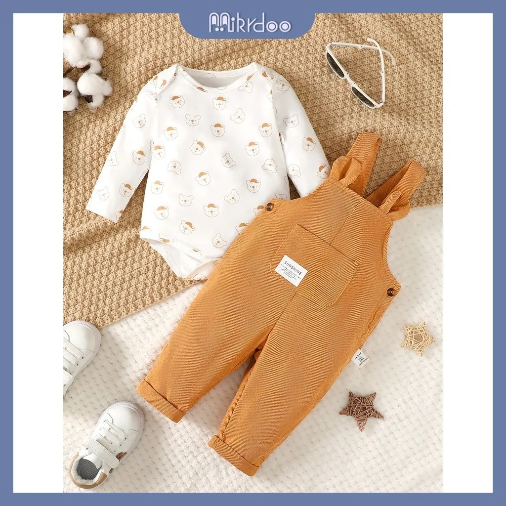 Ảnh Dễ Thương Bộ Trang Phục 2 Mảnh Gồm Áo Tay Dài In Chữ Và Quần Dài Hình Gấu Đáng Yêu Cho Bé Trai 0-2 Tuổi 1