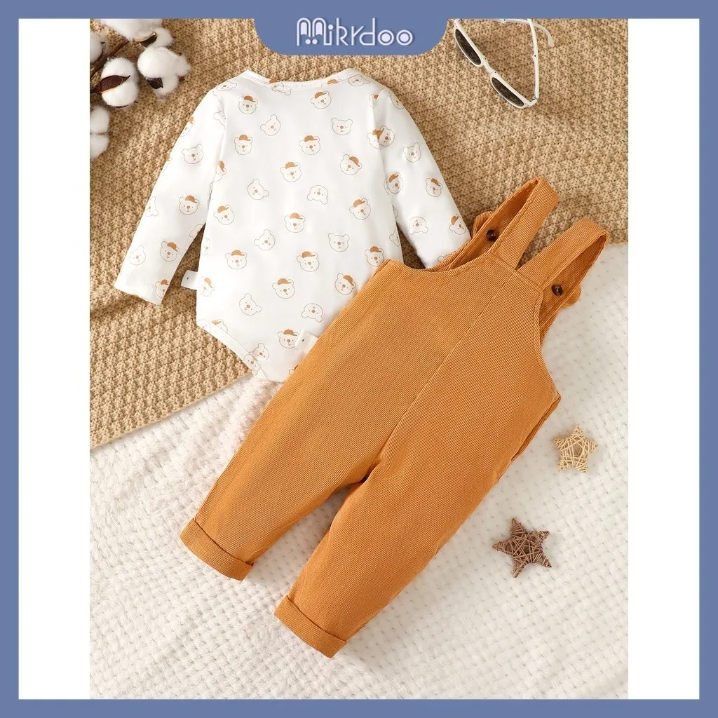 Ảnh Dễ Thương Bộ Trang Phục 2 Mảnh Gồm Áo Tay Dài In Chữ Và Quần Dài Hình Gấu Đáng Yêu Cho Bé Trai 0-2 Tuổi 3