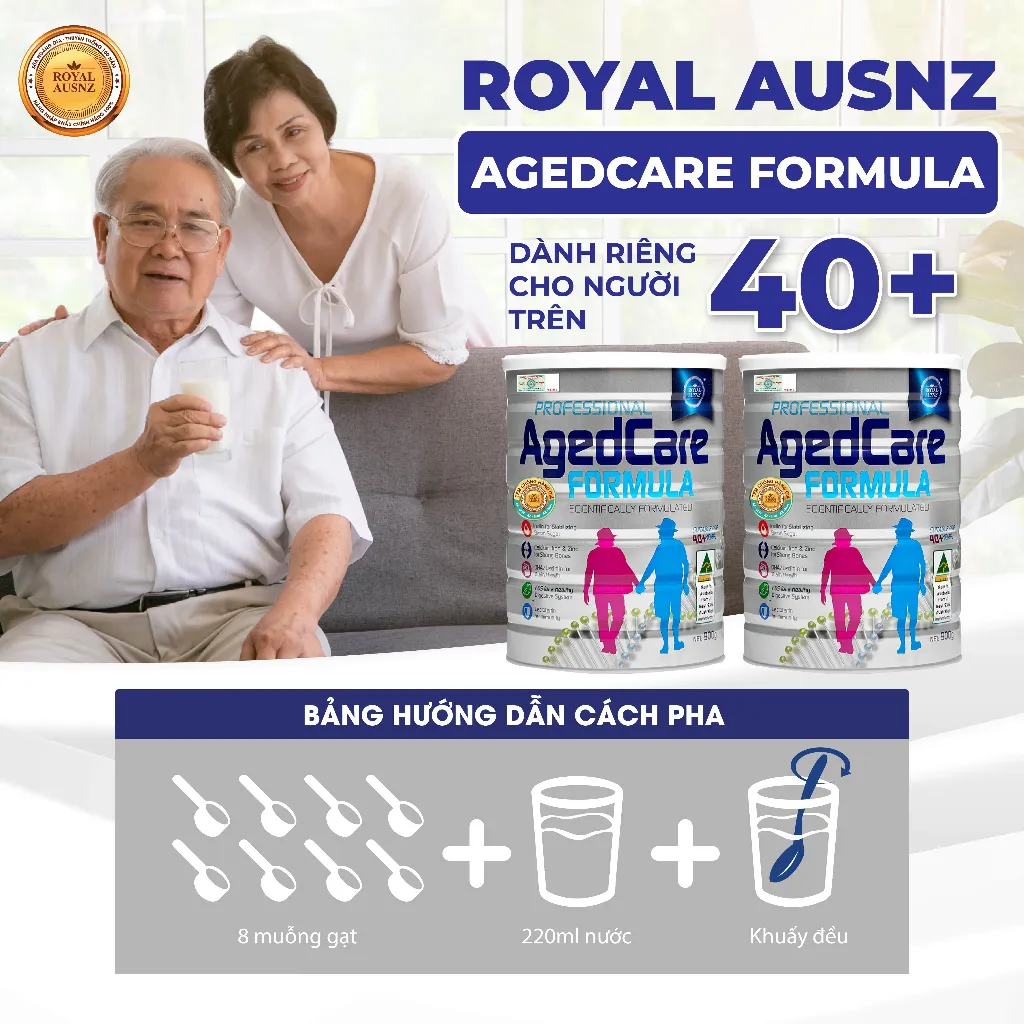 Ảnh DEAL -  Sữa Hoàng Gia Úc Royal Ausnz AGED CARE FORMULA Dành Cho Người Cho Người Trên 40 Tuổi Hộp 900g 1
