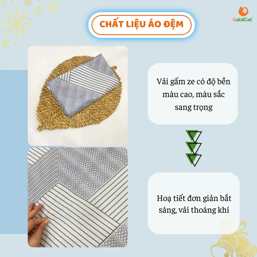 Ảnh Đệm Bông Ép GOLDCAT Kèm Áo Ghi Thiết Kế Kéo Khoá, Đệm Dày Tiêu Chuẩn 5CM, Đa Dạng Kích Thước Cho Cũi 3