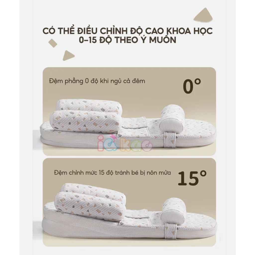 Đệm Gối Chống Trào Ngược Sơ Sinh IQKAO BI01 | Ngủ Ngon, Hỗ Trợ Tiêu Hóa
