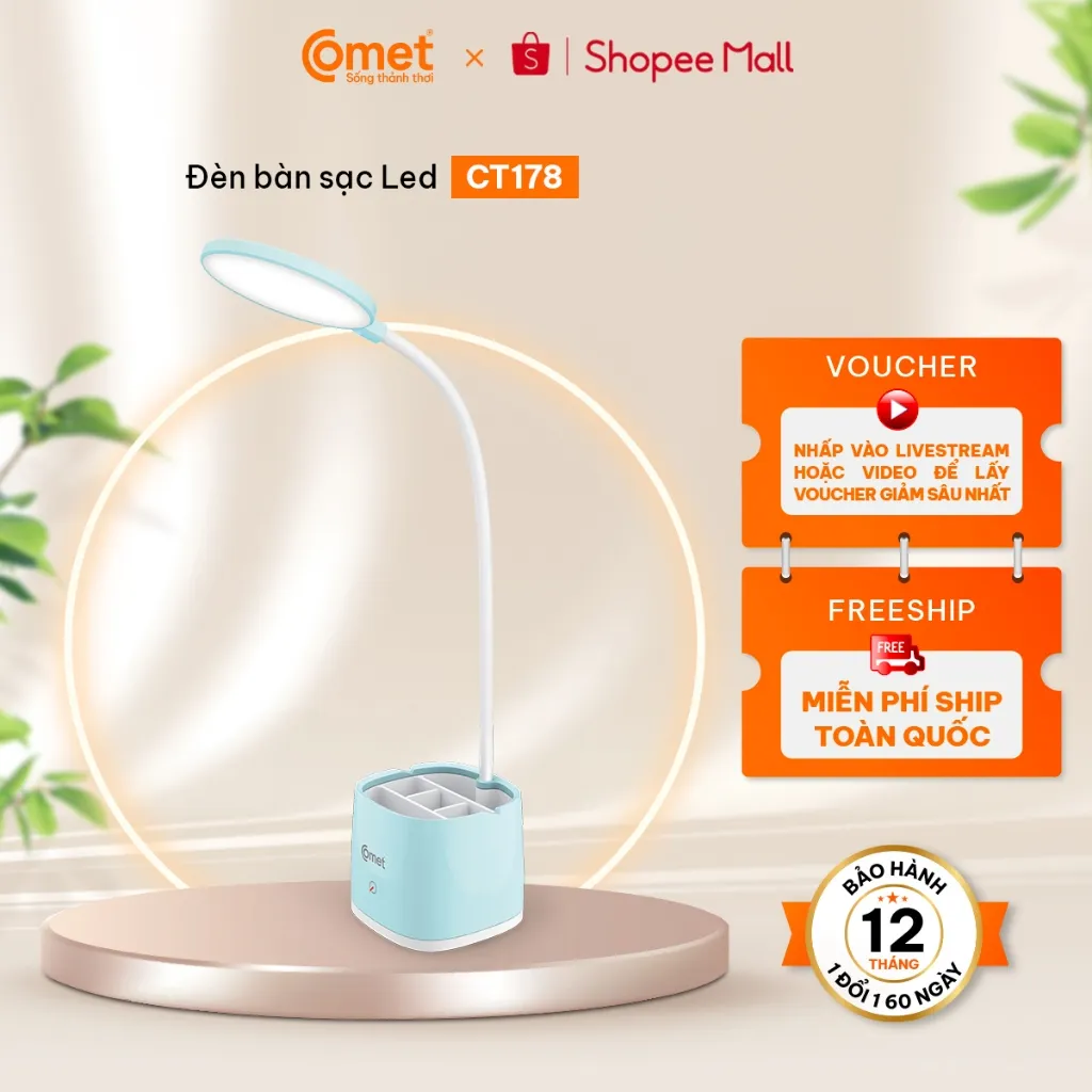 Ảnh Đèn bàn sạc Led COMET CT178 công suất 3W, có ngăn đựng dụng cụ 1