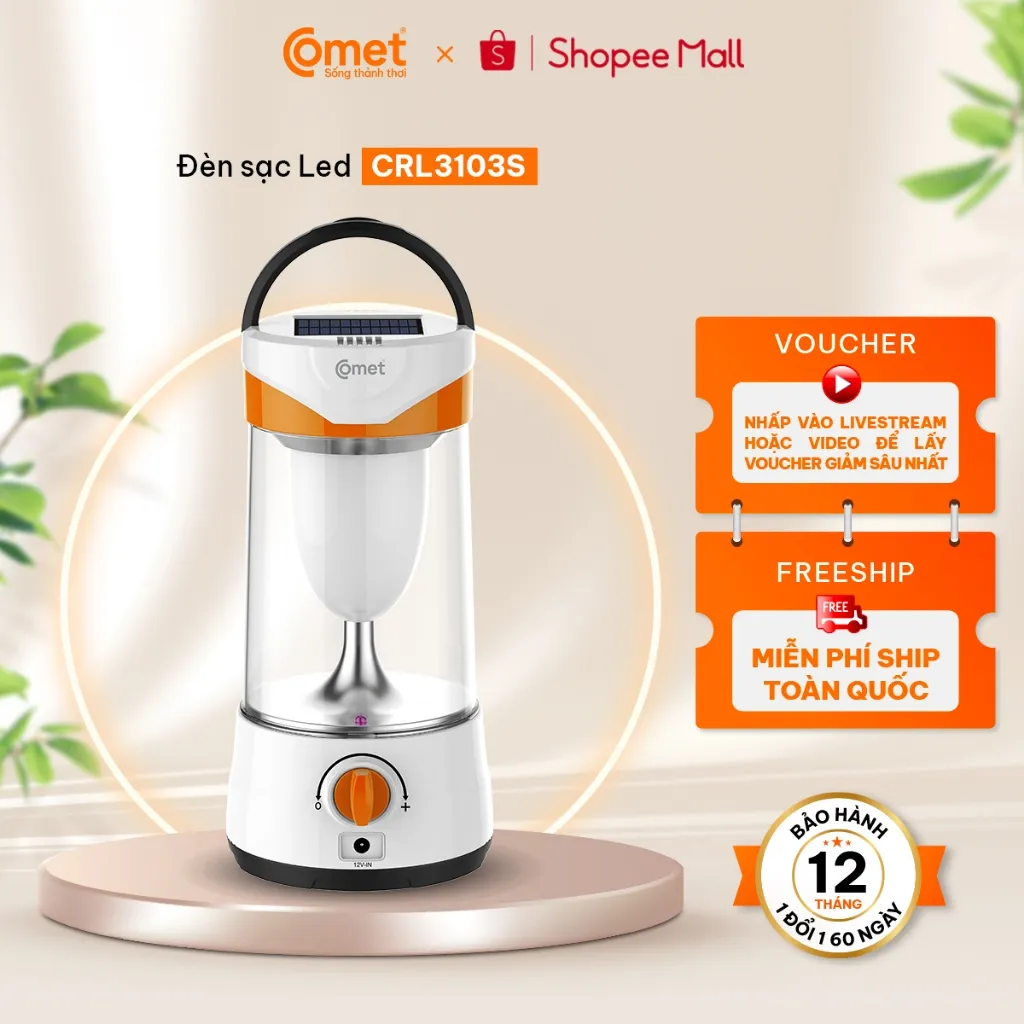 Ảnh Đèn Sạc Tích Điện LED Comet CRL3103S 10W Năng Lượng Mặt Trời Siêu Sáng 1