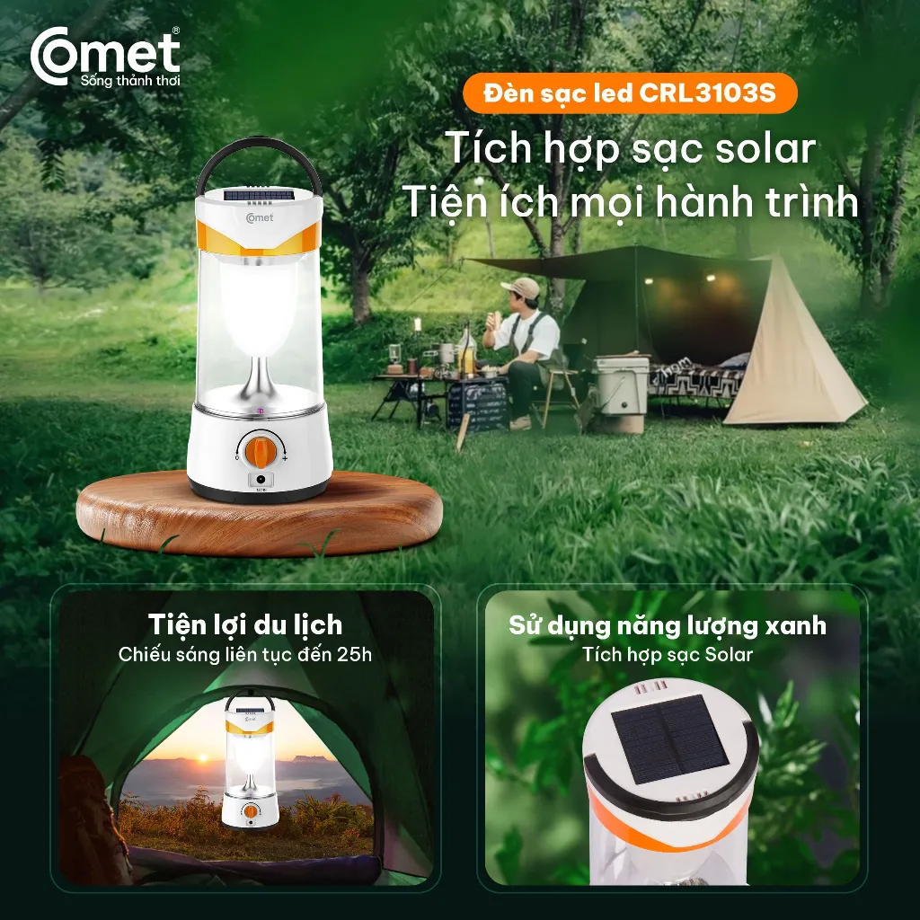 Ảnh Đèn Sạc Tích Điện LED Comet CRL3103S 10W Năng Lượng Mặt Trời Siêu Sáng 3