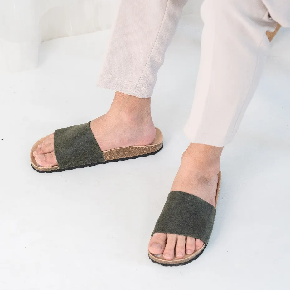 Ảnh Dép Birken Đế Trấu BIOLINE Official Thiết Kế Unisex Quai Nguyên Tấm Da Bò Nâu Đậm - DK05 4