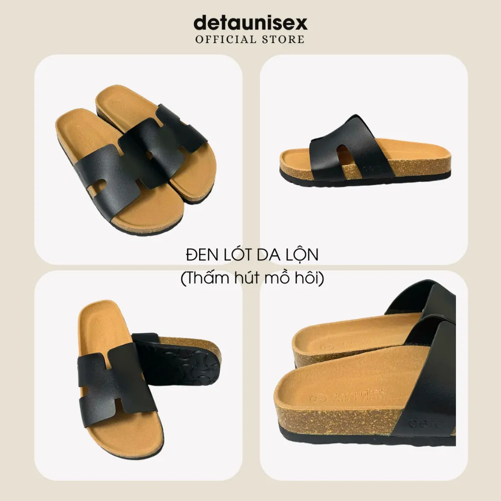 Ảnh Dép Birken đế trấu chữ H nam nữ thời trang DETAUNISEX - DETA14 1