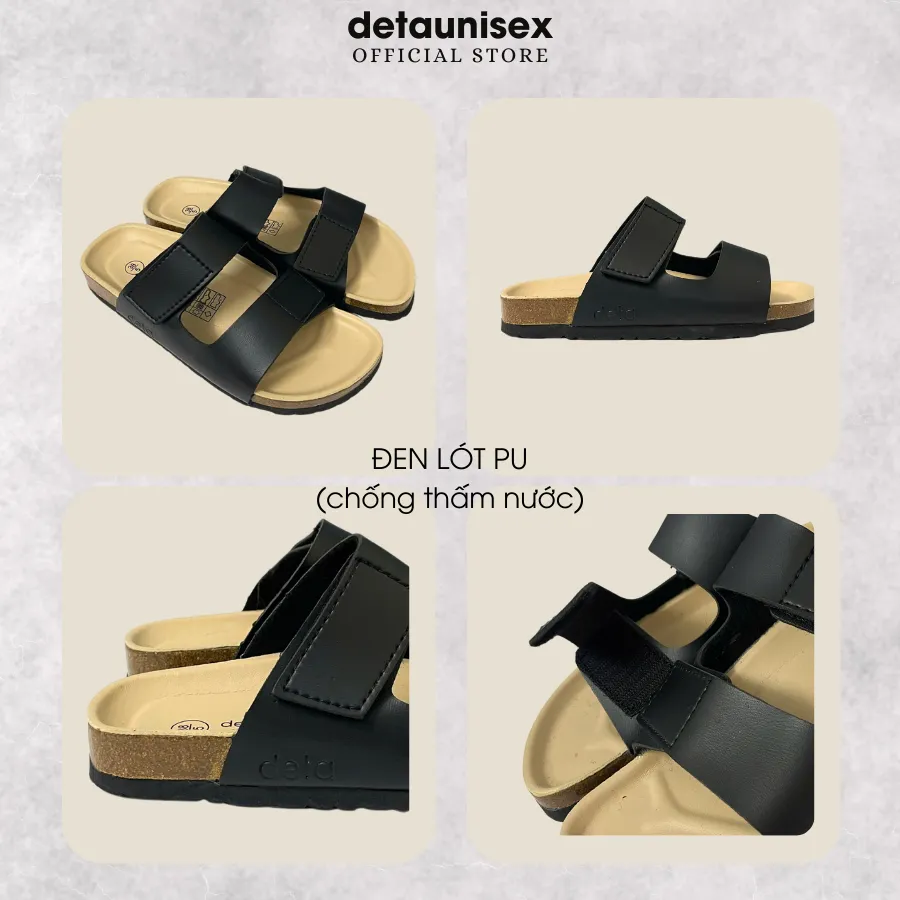 Ảnh Dép Birken đế trấu nam 2 quai ngang Detaunisex lót si kem - DETA25D 1