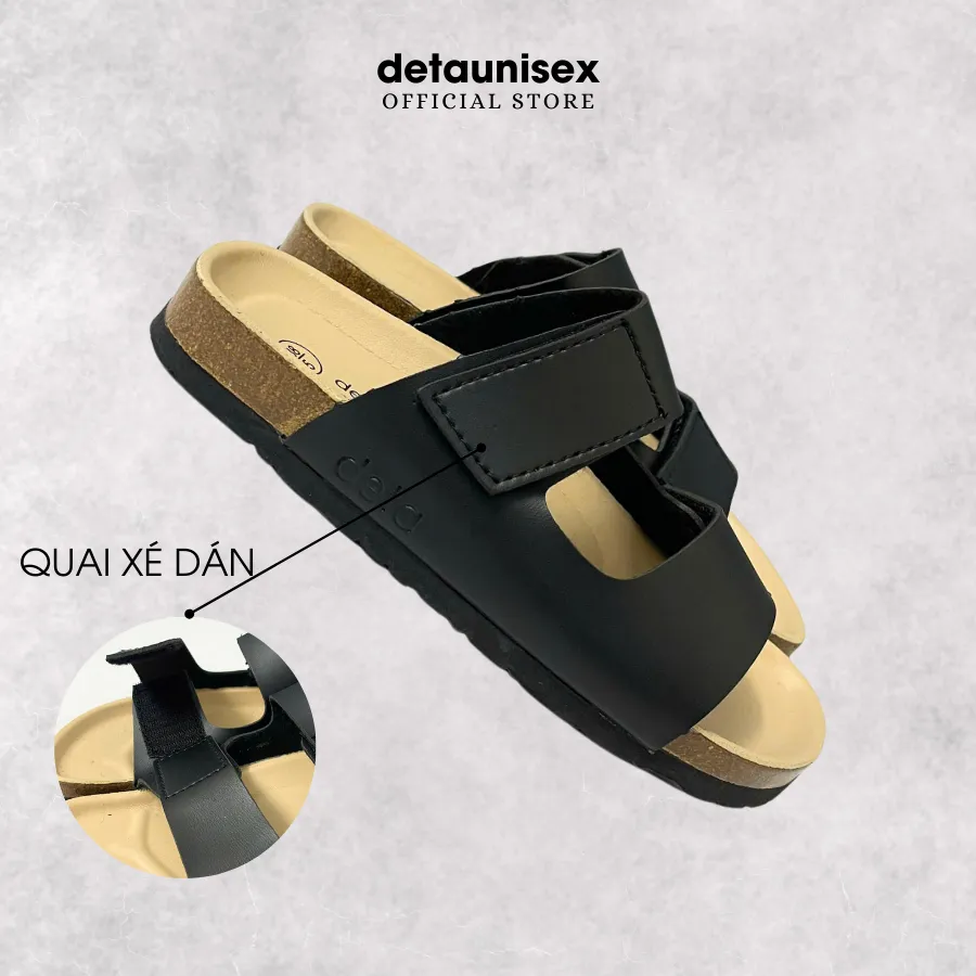 Ảnh Dép Birken đế trấu nam 2 quai ngang Detaunisex lót si kem - DETA25D 2