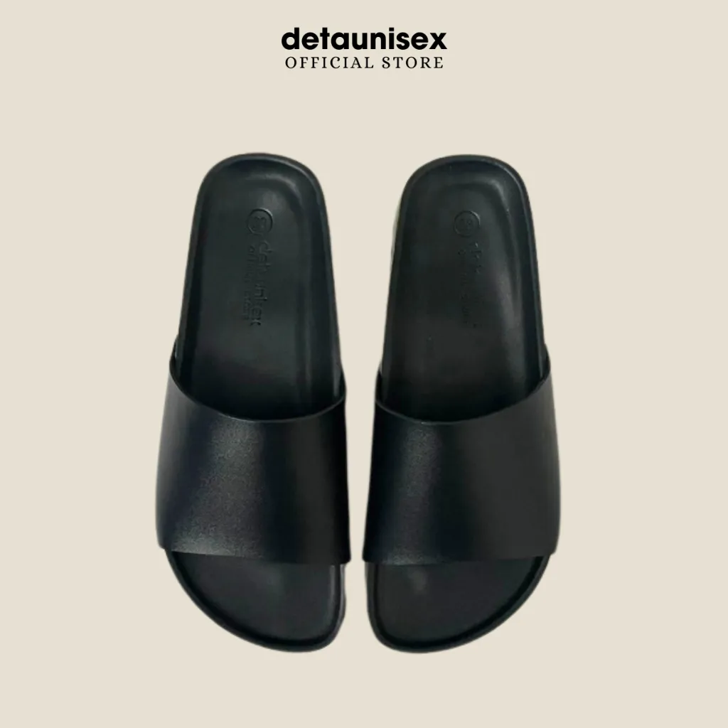 Ảnh Dép Birken đế trấu nam nữ quai bảng ngang DETAUNISEX màu đen lót đen - DETA12F 1