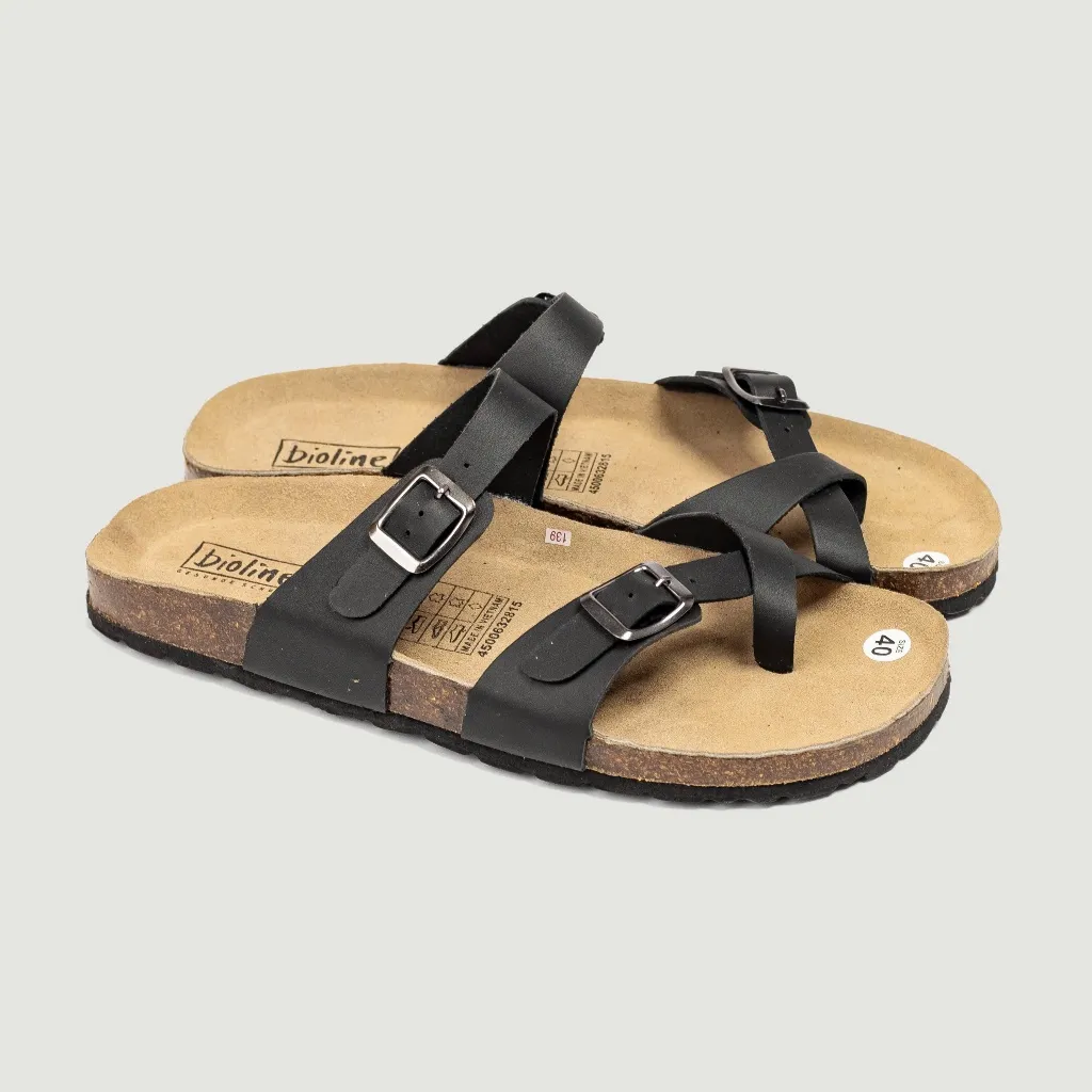 Ảnh Dép Birken Đế Trấu BIOLINE Official Thiết Kế Unisex Quai Chéo Xỏ Ngón Da Bò - D06 2