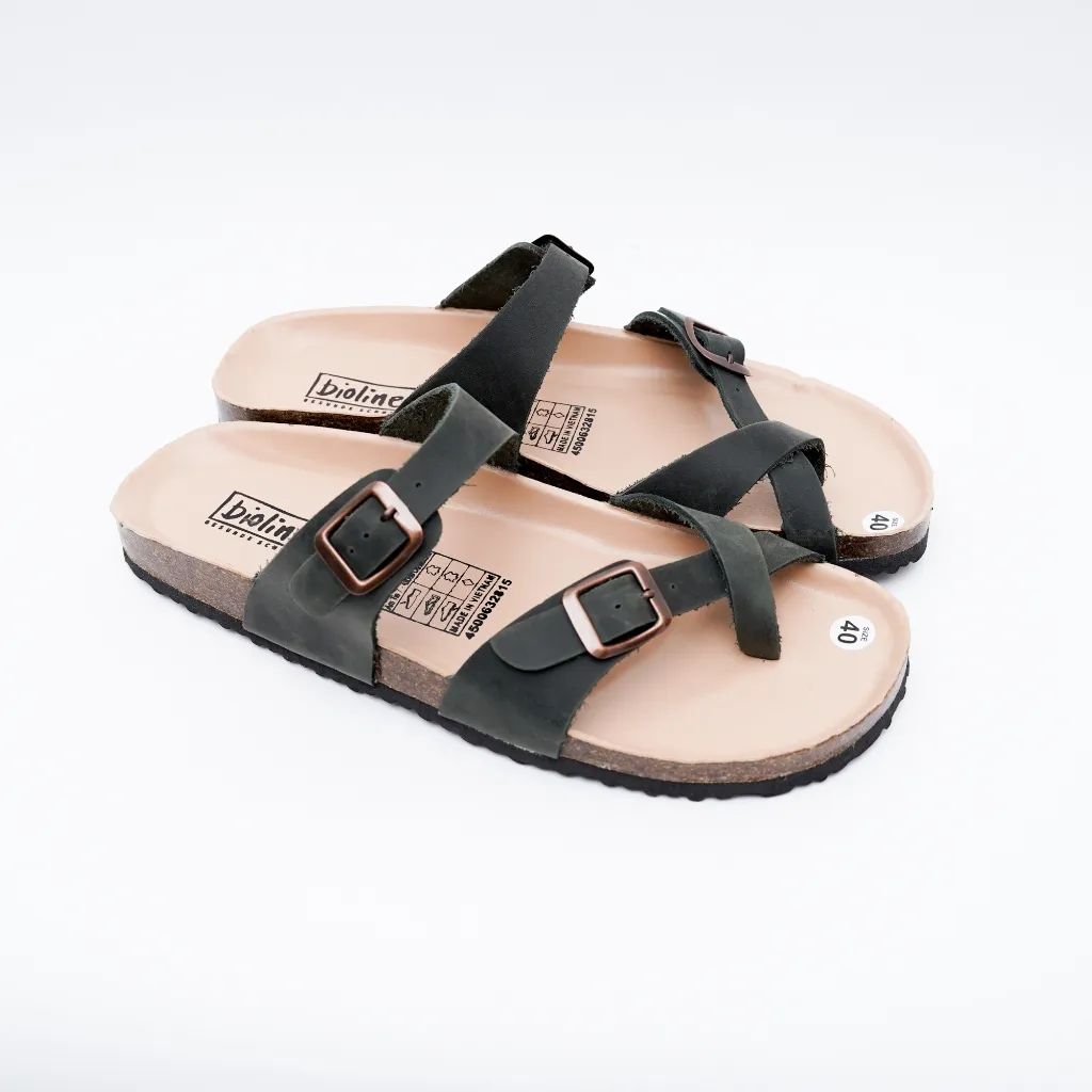 Ảnh Dép Birken Đế Trấu BIOLINE Official Thiết Kế Unisex Quai Chéo Xỏ Ngón Da Bò - D06 3