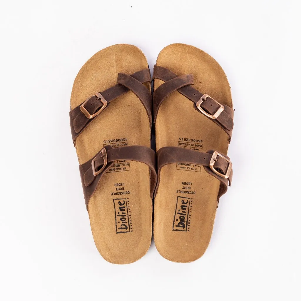 Ảnh Dép Birken Đế Trấu BIOLINE Official Thiết Kế Unisex Quai Chéo Xỏ Ngón Da Bò - D06 4
