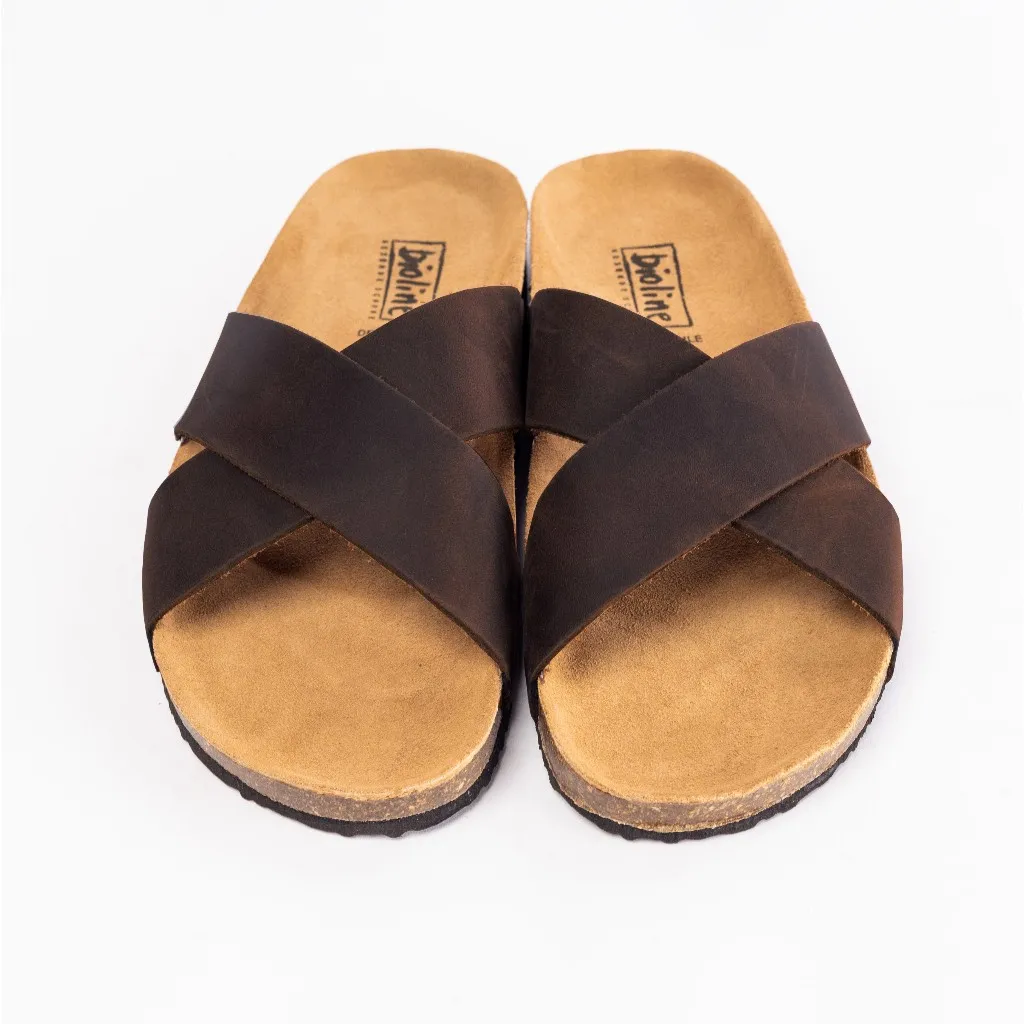 Ảnh Dép Birken Đế Trấu BIOLINE Official Thiết Kế Unisex Quai Chữ X Da Bò Thật  - D03 2