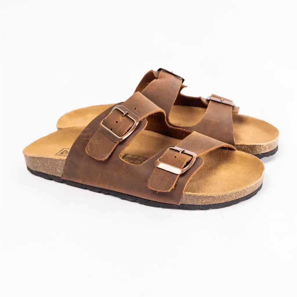 Ảnh Dép Birken Đế Trấu Hai Quai Ngang Da Bò Thương Hiệu BIOLINE - D01 2