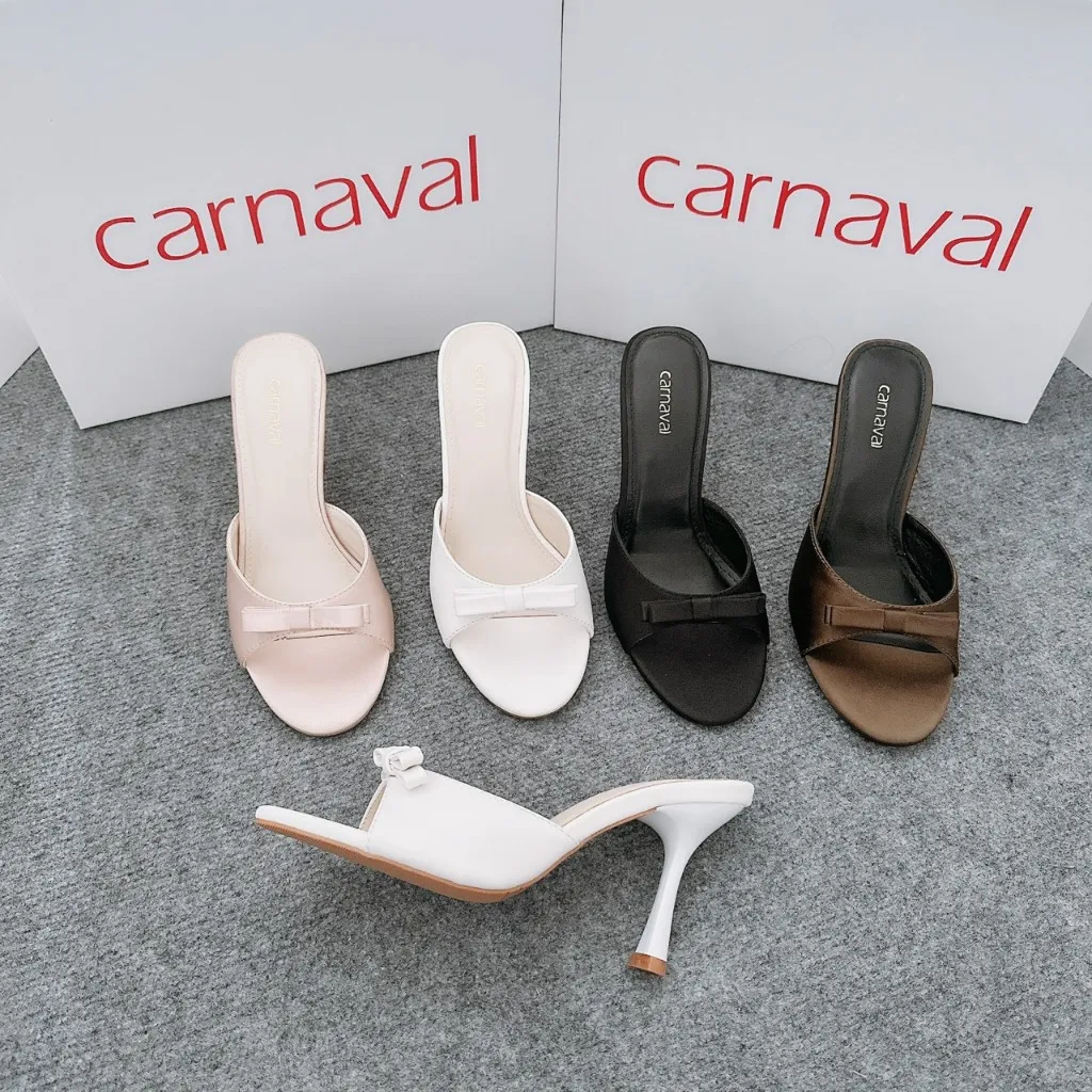 Ảnh Dép Cao Gót Nữ Carnaval Gót Cao 7cm - 9cm Siêu Tôn Dáng Quai Ngang Trang Trí Nơ Siêu Xinh - VS91 2