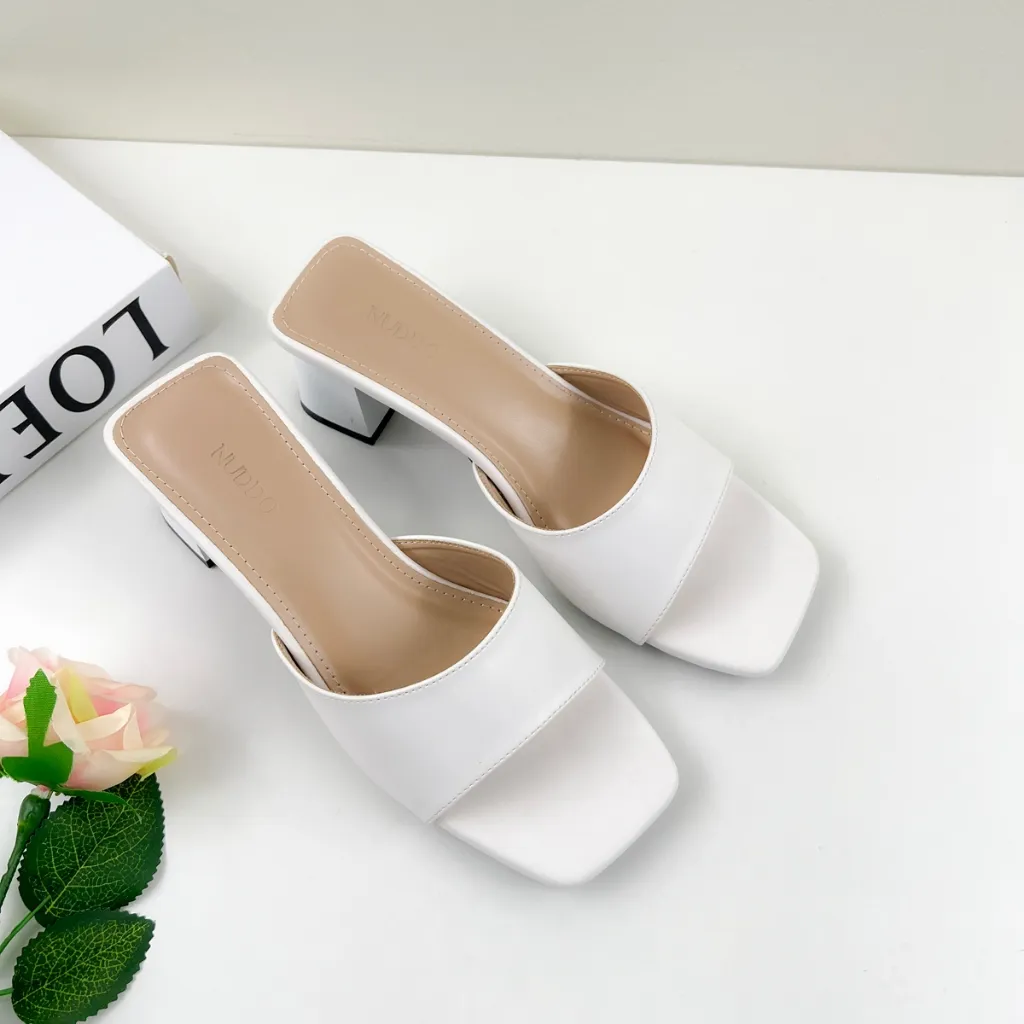 Ảnh Dép Cao Gót Nữ Công Sở Đế Vuông 5 Phân, Guốc Sandal Nữ Hở Mũi Quai Ngang Êm Chân NUDDO _ND321 3