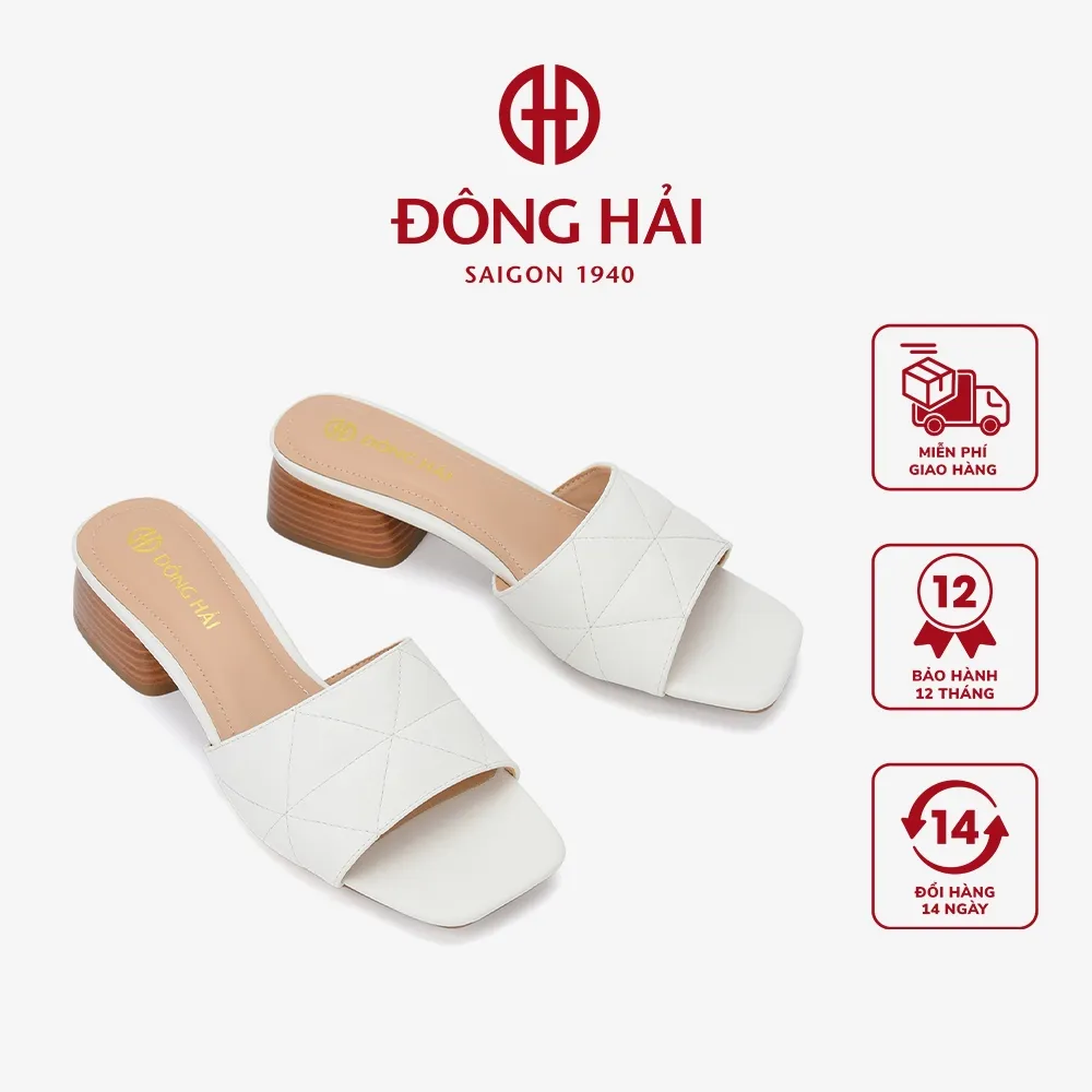 Ảnh Dép cao gót nữ Đông Hải thiết kế quai ngang  ôm chân may chỉ nổi thời thượng - D7720 1