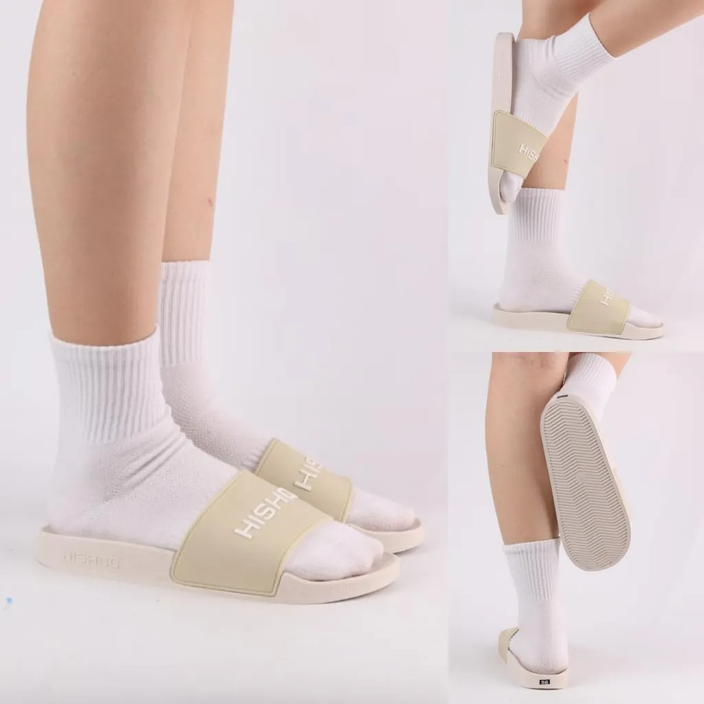 Ảnh Dép cao su quai ngang slipper quai nhựa KEM trẻ em cao cấp nam, nữ HISHOO siêu nhẹ thời trang size 36 - 44 N112 4