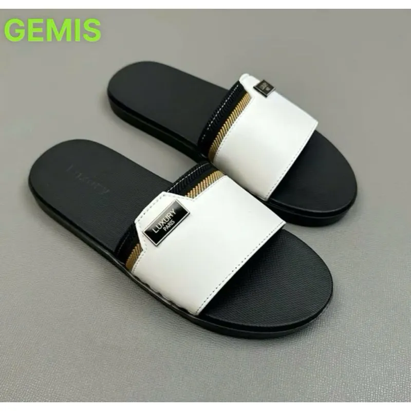Ảnh Dép Da Nam Quai Ngang Đế Cao Su Chống Trơn Trượt  4 Màu Luxuly DéP Slipper 3