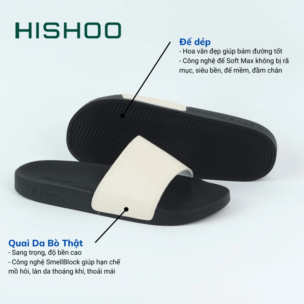 Ảnh Dép da nam quai ngang slipper nữ Đen Trắng Nâu da bò HISHOO thời trang cao cấp siêu nhẹ size 36-45 U114 3