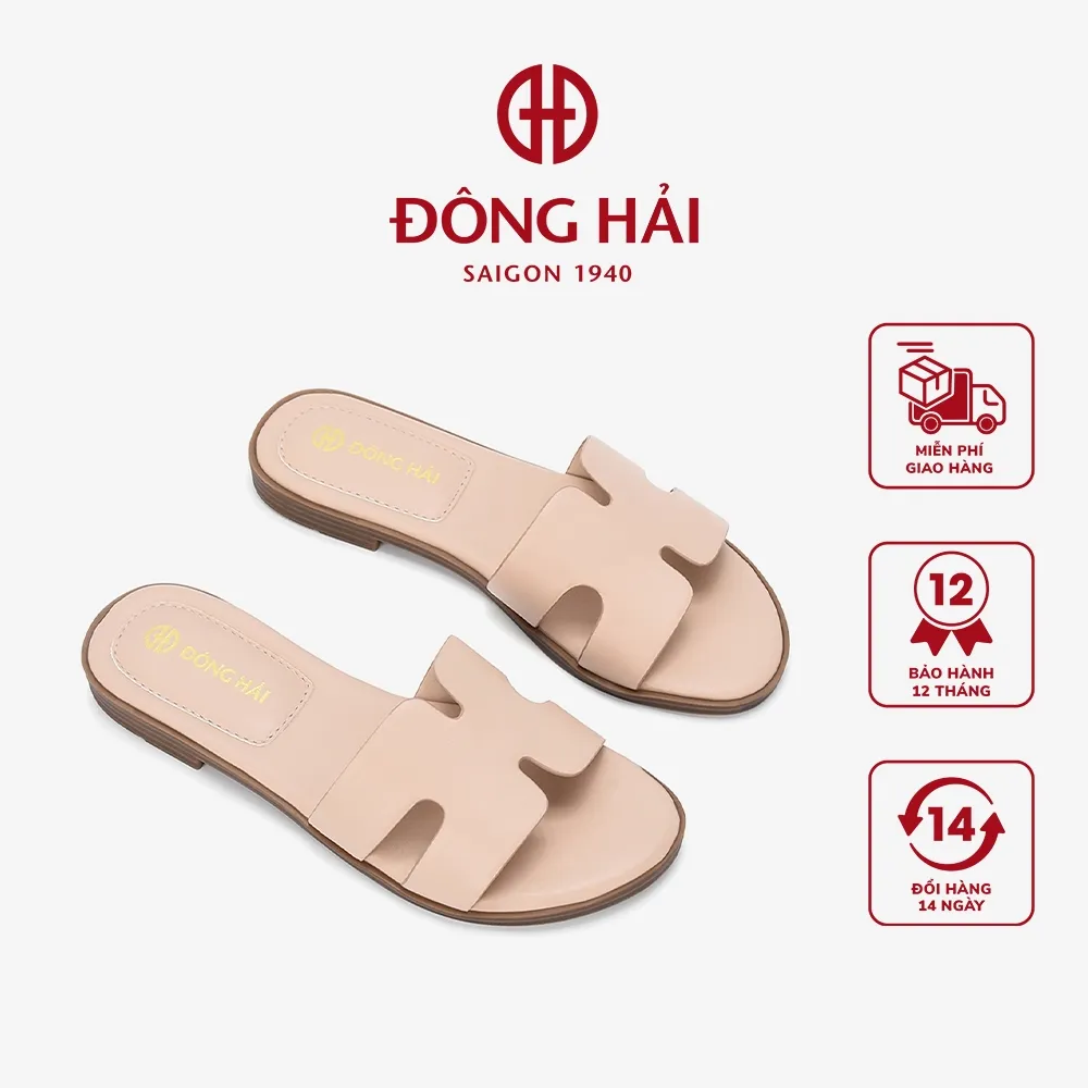 Ảnh Dép Da Nữ Đông Hải Quai Ngang Basic Chữ H Đế Bệt - D7723 1