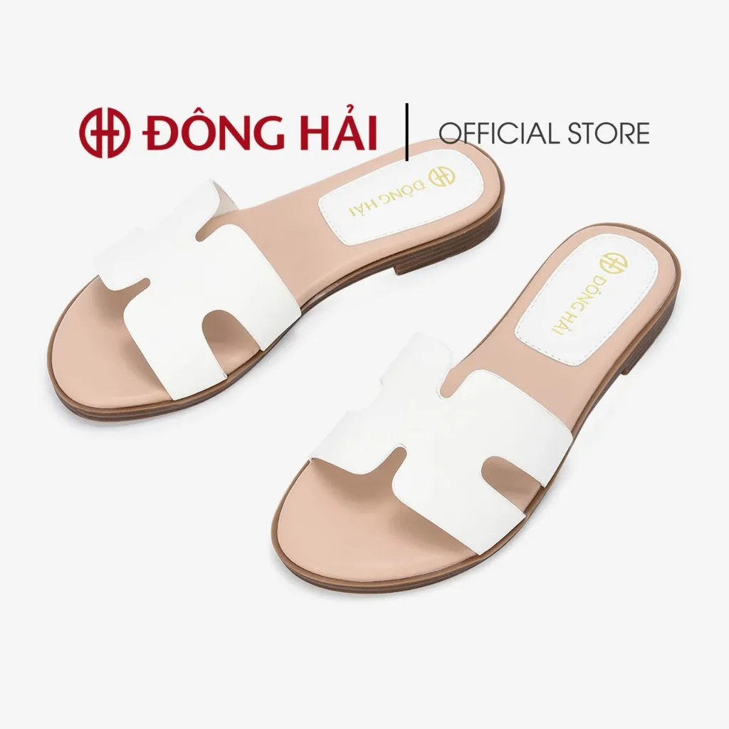 Ảnh Dép Da Nữ Đông Hải Quai Ngang Basic Chữ H Đế Bệt - D7723 2