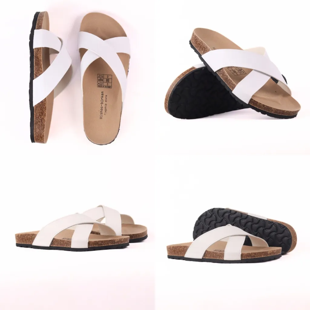 Ảnh Dép đế trấu 2 quai chéo Birken Da Tổng Hợp Nam Nữ Chính Hãng Công Sở Văn Phòng Đi Chơi Hishoo VNXK S096 2