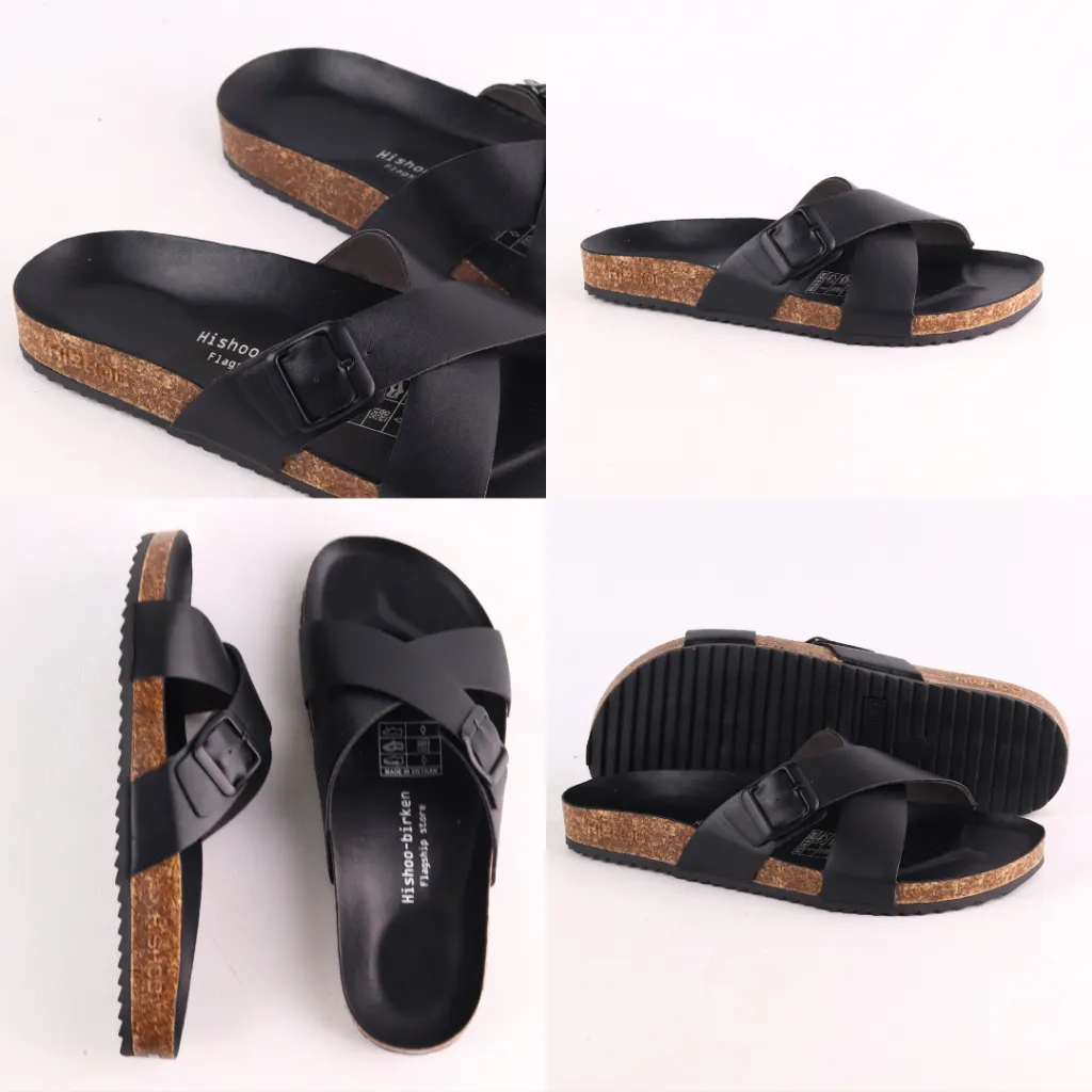 Ảnh Dép đế trấu 2 quai chéo [CÓ KHOÁ] Birken Da Tổng Hợp Nam Nữ Chính Hãng Công Sở Văn Phòng Đi Chơi Hishoo VNXK S096 3