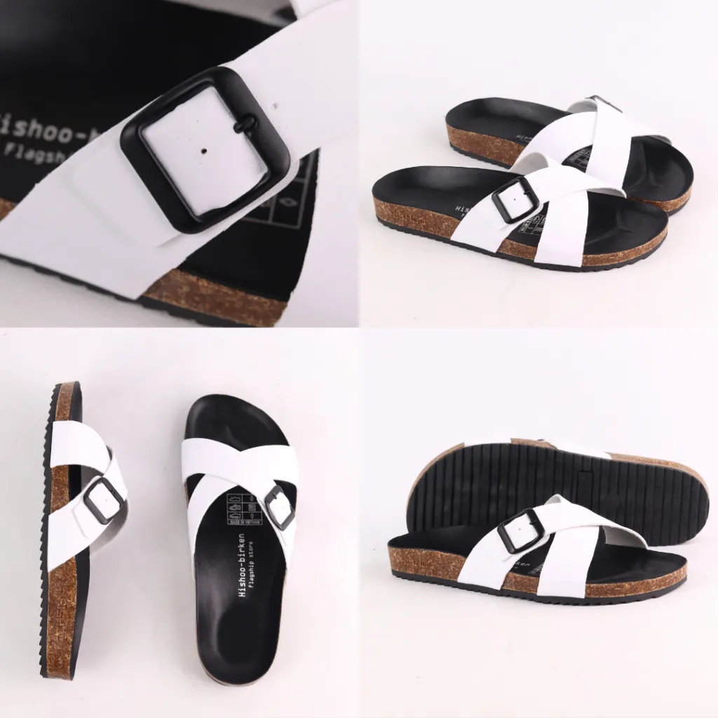 Ảnh Dép đế trấu 2 quai chéo [CÓ KHOÁ] Birken Da Tổng Hợp Nam Nữ Chính Hãng Công Sở Văn Phòng Đi Chơi Hishoo VNXK S096 4