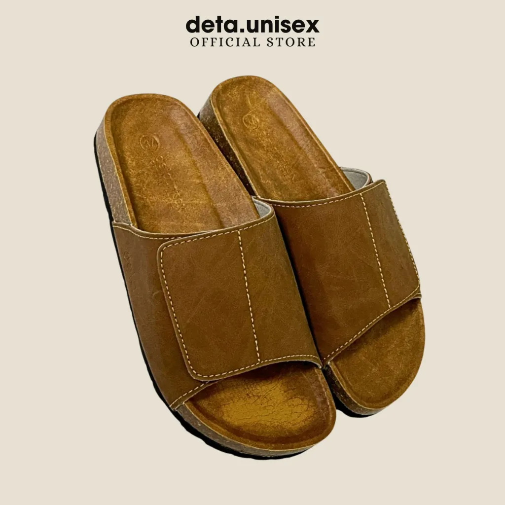 Ảnh Dép đế trấu bảng ngang xé dán da sáp tái chế thương hiệu Detaunisex Lót Si - DEBO17 1
