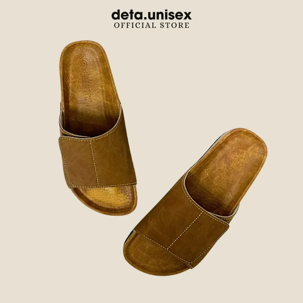 Ảnh Dép đế trấu bảng ngang xé dán da sáp tái chế thương hiệu Detaunisex Lót Si - DEBO17 2