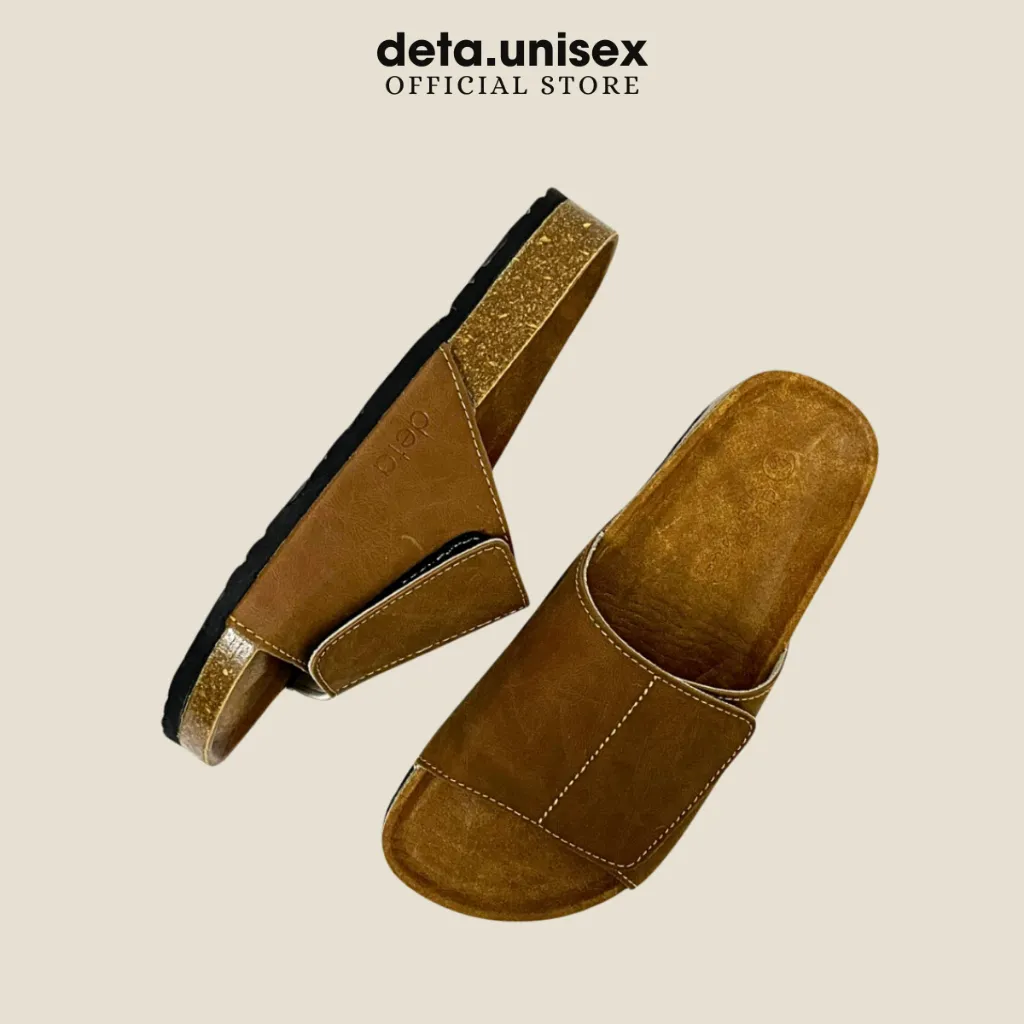 Ảnh Dép đế trấu bảng ngang xé dán da sáp tái chế thương hiệu Detaunisex Lót Si - DEBO17 3