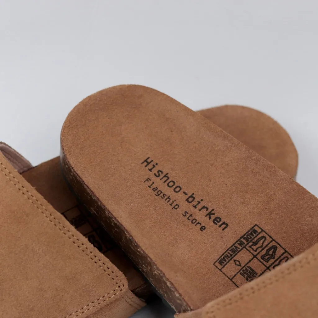 Ảnh Dép đế trấu birken nam nữ unisex BÒ da lộn Xé Dán quai ngang chính hãng BIGSIZE 35 - 43 Hishoo R103 4