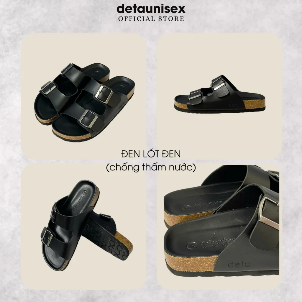 Ảnh Dép đế trấu Detaunisex đi mưa màu Đen lót Đen thời trang 2