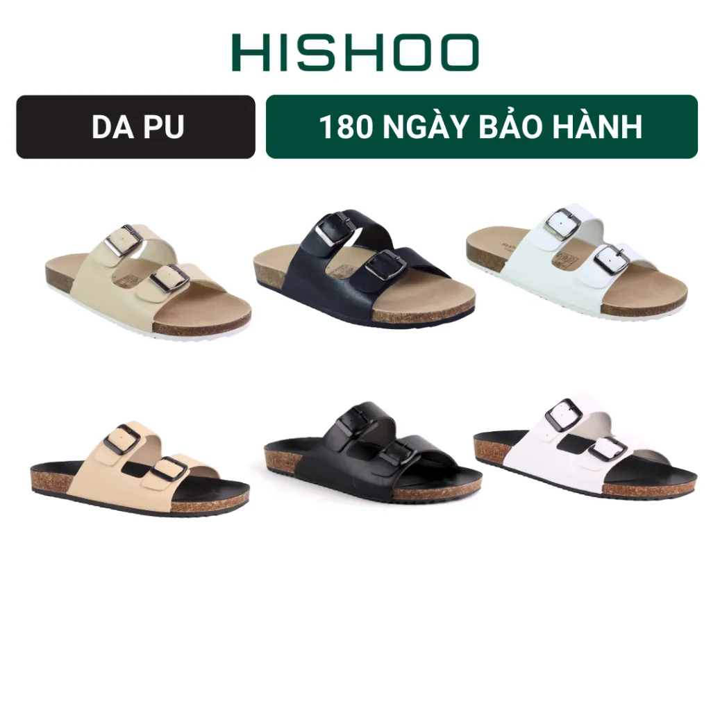 Ảnh Dép Đế Trấu Nam Nữ Birken  2 Khóa Da PU Hishoo S093 1