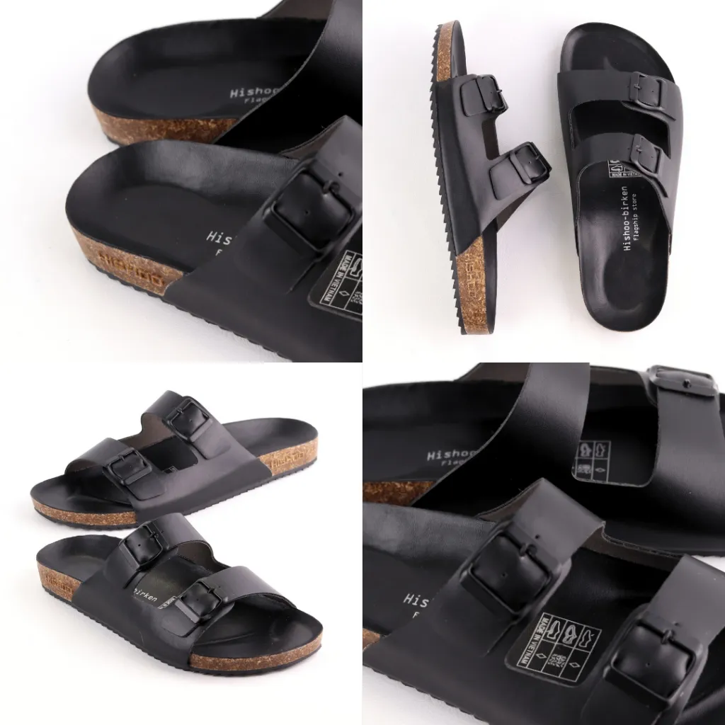 Ảnh Dép Đế Trấu Nam Nữ Birken  2 Khóa Da PU Hishoo S093 3