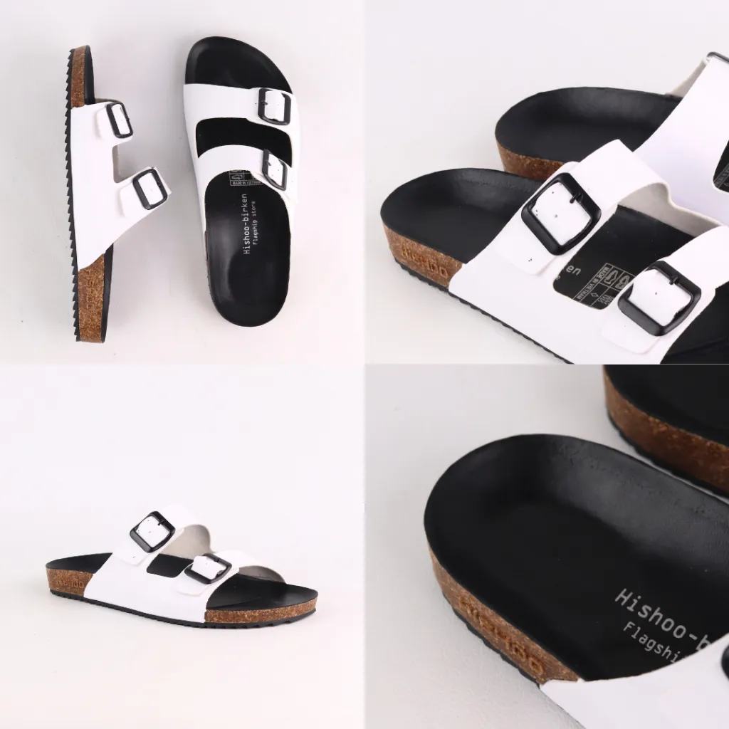 Ảnh Dép Đế Trấu Nam Nữ Birken  2 Khóa Da PU Hishoo S093 4