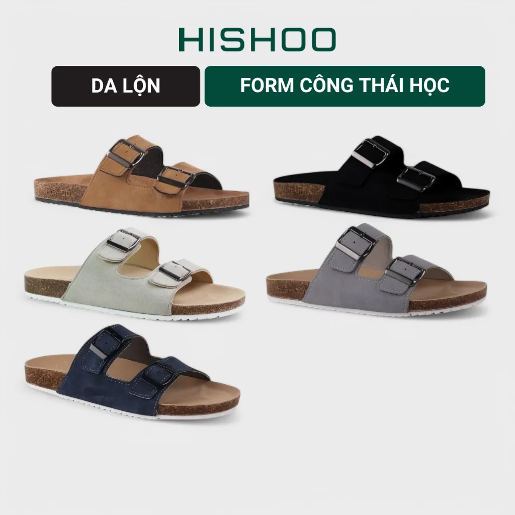 Ảnh Dép Đế Trấu Nam Nữ Birken Quai Ngang 2 Khóa Chất Liệu Da Bò Hishoo R093 1