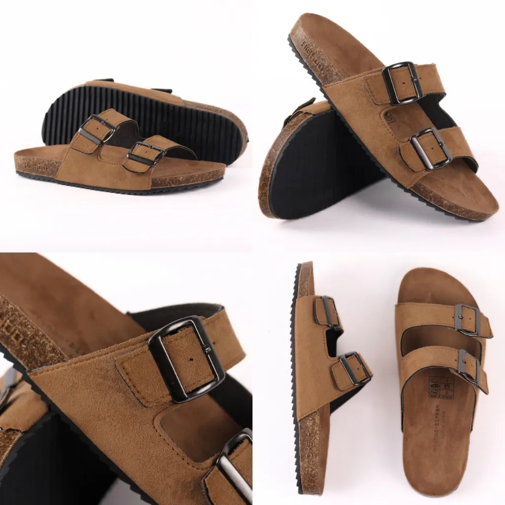 Ảnh Dép Đế Trấu Nam Nữ Birken Quai Ngang 2 Khóa Chất Liệu Da Bò Hishoo R093 4